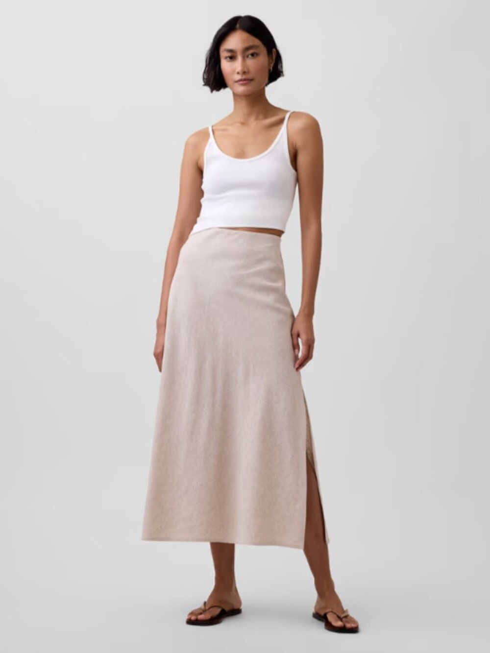 Gap Classic Flax Beige Maxi Skirt in Linen Blend